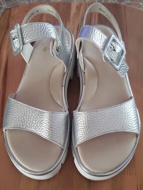 Paul Green Silver Metallic Slingback Sandals